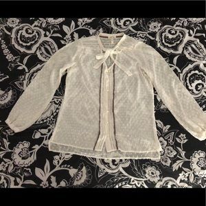 Matilda Jane Ivory sheer button up blouse, size m